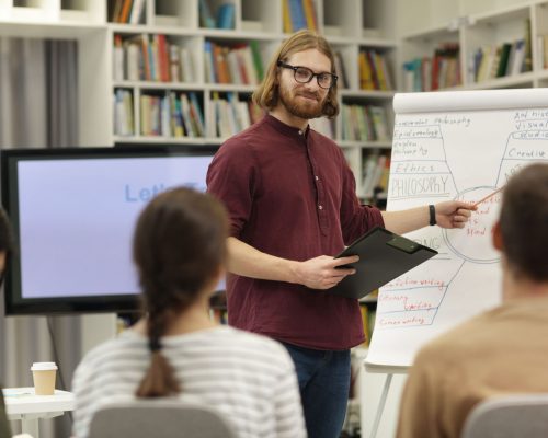 Business presentation in the library